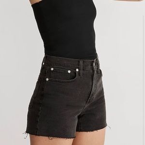 Madewell High Rise Distressed Black Cut-off Denim Shorts